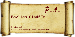 Pavlics Alpár névjegykártya